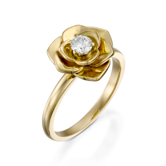 14K Gold Minimalist Halo Diamond Ring – LTB JEWELRY