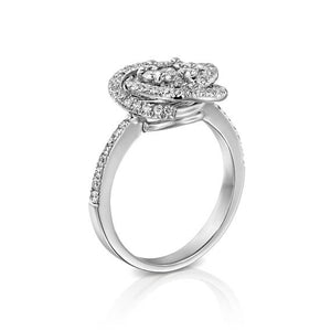 Spiral diamond engagement ring front view
