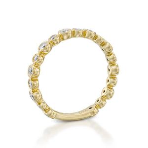 R3859-Eternity Bubble diamond ring bezel ring - 18k Yellow gold