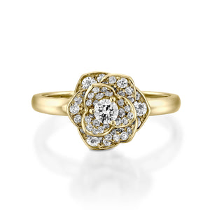 ROF103-18k Petals Flower diamond engagement ring