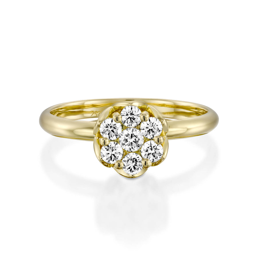 RS744AB-Yellow gold ring with flower diamonds