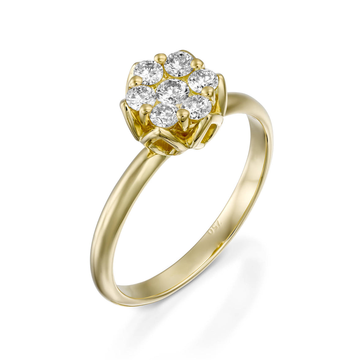 RS744AB-Yellow gold ring with flower diamonds