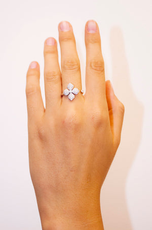 RNT12765-White gold Flower Diamond Nature Inspired engagement rings for women