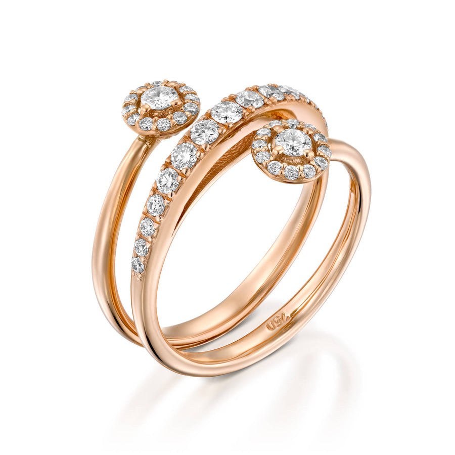 RTU0100-18K Rose Gold diamond Spiral infinity Ring
