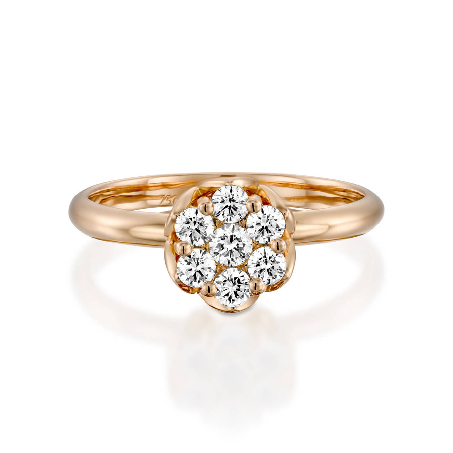 RS744AB-Dainty flower diamond ring Rose gold