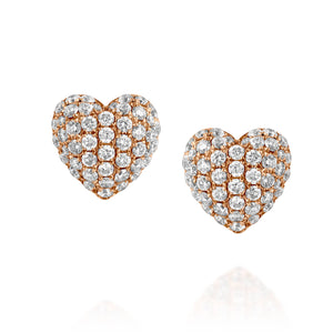 ENH422 Natural Pave Diamond Heart Stud Earrings 18k rose gold
