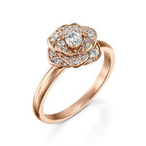ROF103-Flower diamond engagement ring - Rose gold