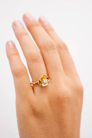ROF102-Rose diamond engagement ring