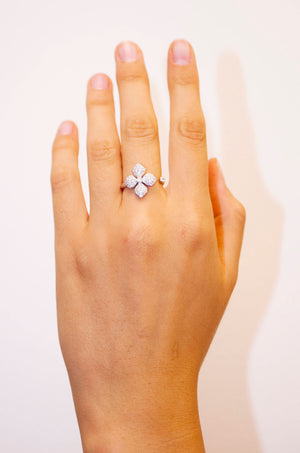 RNT12765-0.62 Carat open Flower engagement rings for women
