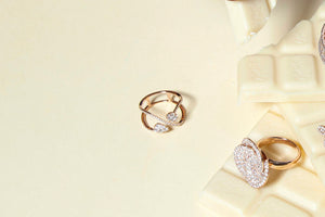 RNR18238-Unique women engagement ring Double diamond ring