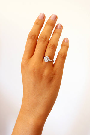 ROF103-Flower diamond engagement ring - Rose gold