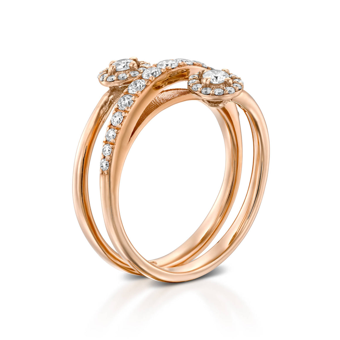 RTU0100-18K Rose Gold diamond Spiral infinity Ring