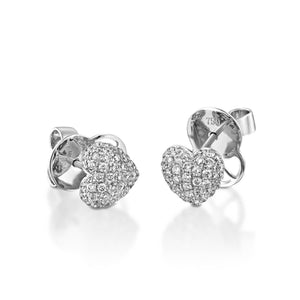 ENH422-White 18K gold 0.61 ct Natural  Diamond Heart Stud Earrings