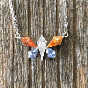 PBT502-Sapphire pave diamond butterfly pendant necklace