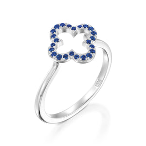 RVC401SA-0.2 Carat gold clover lucky love ring blue sapphire