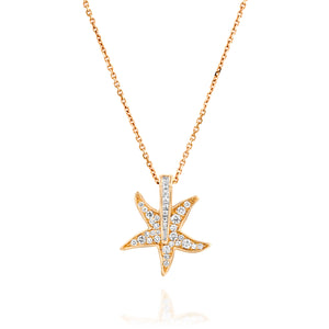 POLSF01-Star diamond pendant Necklace 18k  Gold